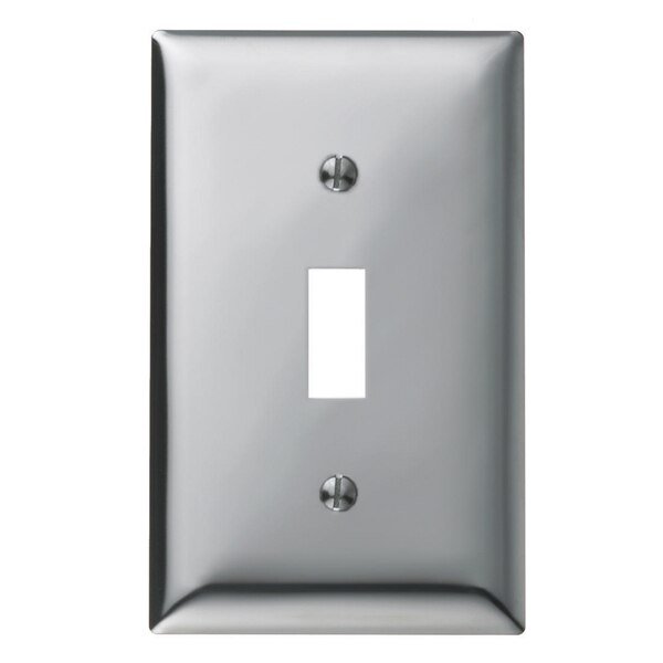 Wallplates and Boxes, Metallic Plates, 1- Gang, 1) Toggle Opening, Standard Size, Chrome Plated Steel, Hubbell Wiring Device-Kellems, Mfr#: SCH1